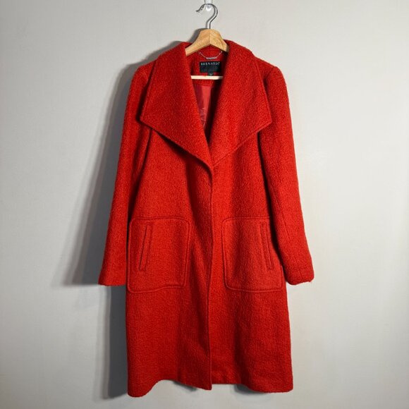 Bernardo Textured Wool Coat Women's Medium Orange Overcoat Pea Coat Jacket Chic - Picture 3 of 15